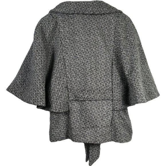 𝅺A. Byer women's gray snap front lined coat size Medium wide sleeves, tie - Picture 5 of 8